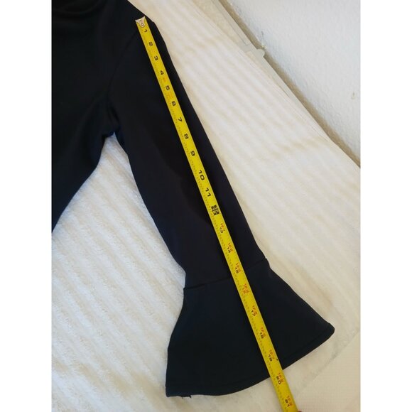 ESTEE LAUDER Womens Blouse Top Bavy Blue 3/4 Bell Sleeve Size Medium Office - Picture 11 of 15